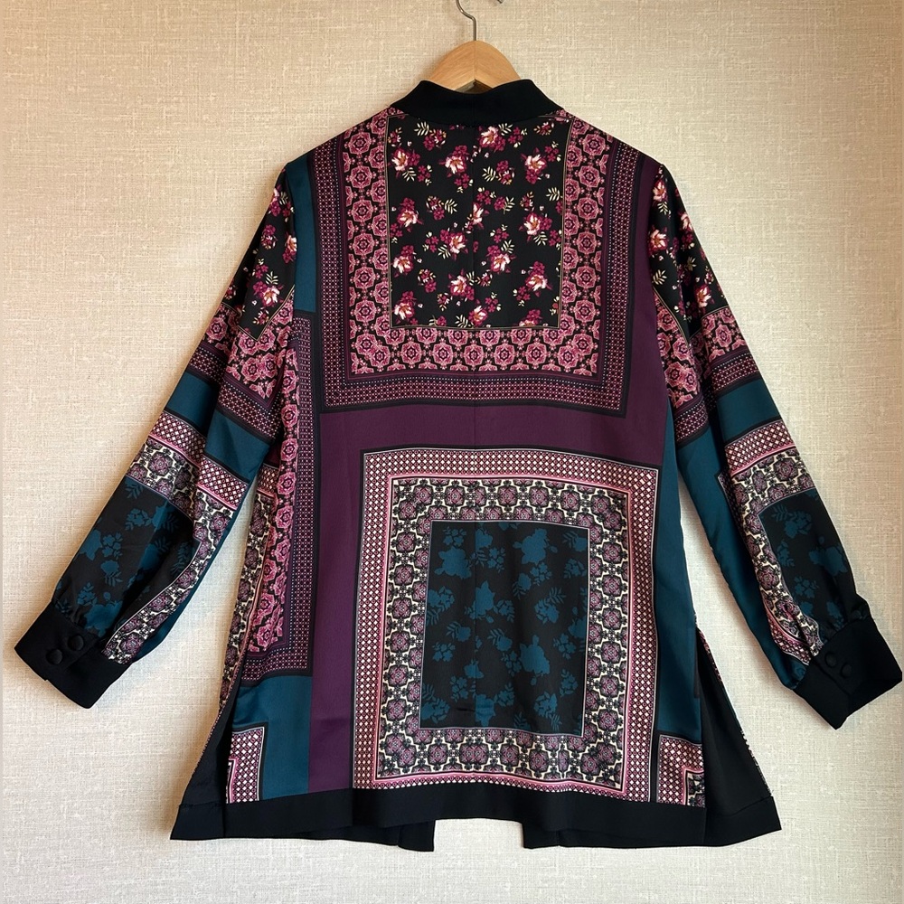 Chicos Open Front Patchwork Jacket Size 1 Medium … - image 4